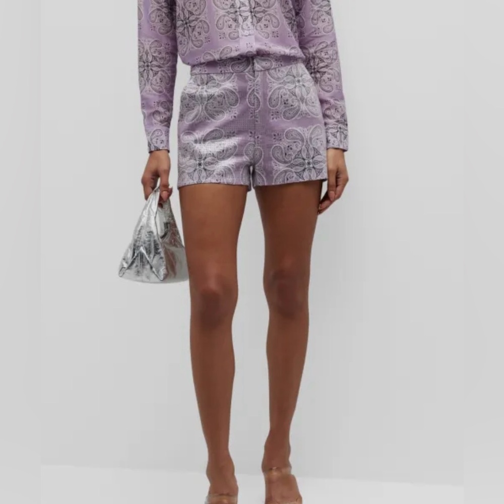 High Waist Purple Patterned Women's Shorts